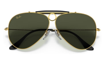 Image of Ray-Ban RB3138 Shooter Sunglasses, Legend Gold Frame, Green Lens, 58, RB3138-923931-58