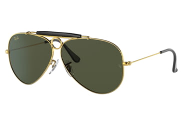 Image of Ray-Ban RB3138 Shooter Sunglasses, Legend Gold Frame, Green Lens, 58, RB3138-923931-58
