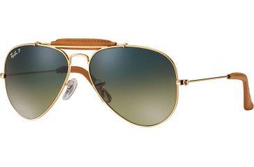 Image of Ray-Ban RB 3422Q Sunglasses Styles - Shiny Gold Frame / Polarized Cr. Pol. Green Silver Mir. Gr. Lenses, 001-M9-5814