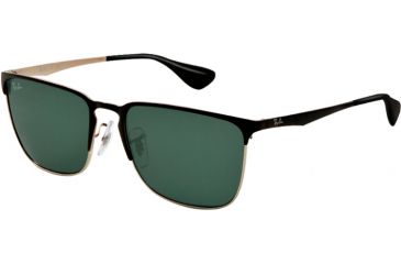 Image of Ray-Ban RB3508 Sunglasses 135/71-56 - Top Black On Silver Frame, Green Lenses