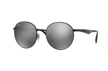 Image of Ray-Ban RB3537 Sunglasses 002/6G-51 - Shiny Black Frame, Grey Mirror Silver Lenses