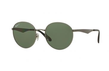 Image of Ray-Ban RB3537 Sunglasses 004/9A-51 - Shiny Gunmetal Frame, Dark Polar Green Lenses