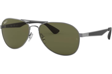 Image of Ray-Ban RB3549 Sunglasses 004/9A-61 - Gunmetal Frame, Polar Green Lenses