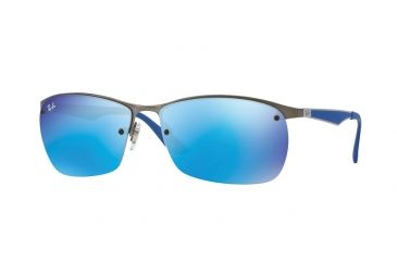 Image of Ray-Ban RB3550 Sunglasses 029/55-64 - Matte Gunmetal Frame, Blue flash Lenses