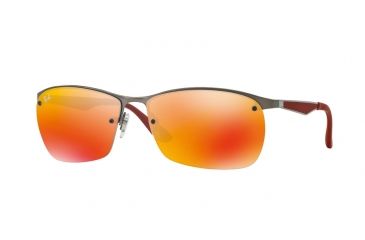 Image of Ray-Ban RB3550 Sunglasses 029/6Q-64 - Matte Gunmetal Frame, Orange Flash Lenses
