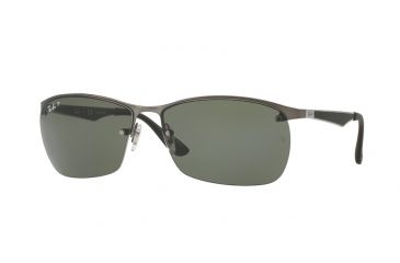Image of Ray-Ban RB3550 Sunglasses 029/9A-64 - Matte Gunmetal Frame, Polar Green Lenses
