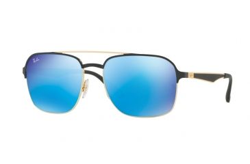 Image of Ray-Ban RB3570 Single Vision Prescription Sunglasses RB3570-187-55-58 - Lens Diameter 58 mm, Frame Color Gold-Shiny Black