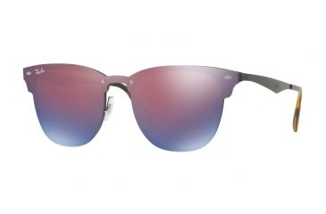 Image of Ray-Ban RB3576N Sunglasses 153/7V-47 - Demi Glos Black Frame, Dark Violet Mirror Blue Lenses