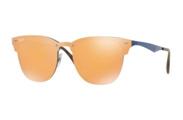 Image of Ray-Ban RB3576N Sunglasses 90377J-47 - Brusched Blue Frame, Dark Orange Mirror Gold Lenses