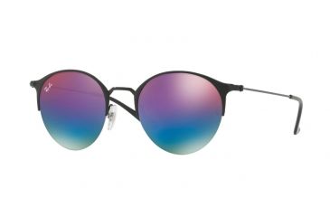 Image of Ray-Ban RB3578 Sunglasses 186/B1-50 - Black / Matte Black Frame, Green Mirror Blue Gradient Vio Lenses