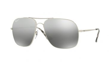 Image of Ray-Ban RB3587CH Sunglasses 003/5J-61 - Shiny Silver Frame, Grey Mir Grey Gradient Polar Lenses