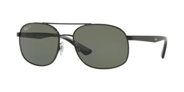 Image of Ray-Ban RB3593 Sunglasses 002/9A-58 - Black Frame, Polar Green Lenses
