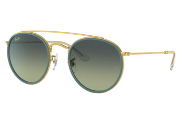 Image of Ray-Ban RB3647N Round Double Bridge Sunglasses, Legend Gold Frame, Green Vintage Lens, 51, RB3647N-9235BH-51