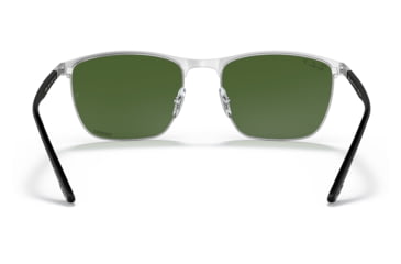 Image of Ray-Ban RB3686 Sunglasses, Black On Silver Frame, Dark Green Lens, Polarized, 57, RB3686-9144P1-57