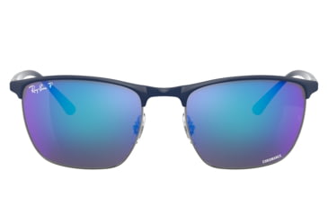 Image of Ray-Ban RB3686 Sunglasses, Blue On Gunmetal Frame, Mirror Blue Lens, Polarized, 57, RB3686-92044L-57