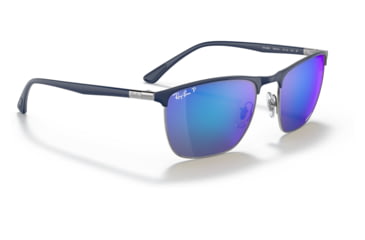 Image of Ray-Ban RB3686 Sunglasses, Blue On Gunmetal Frame, Mirror Blue Lens, Polarized, 57, RB3686-92044L-57
