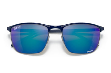 Image of Ray-Ban RB3686 Sunglasses, Blue On Gunmetal Frame, Mirror Blue Lens, Polarized, 57, RB3686-92044L-57