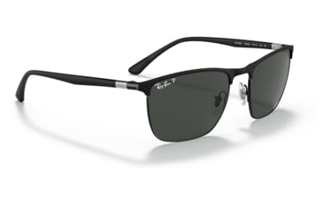 Image of Ray-Ban RB3686 Sunglasses, Matte Black On Black Frame, Dark Grey Lens, Polarized, 57, RB3686-186-K8-57