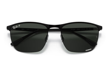Image of Ray-Ban RB3686 Sunglasses, Matte Black On Black Frame, Dark Grey Lens, Polarized, 57, RB3686-186-K8-57