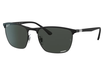 Image of Ray-Ban RB3686 Sunglasses, Matte Black On Black Frame, Dark Grey Lens, Polarized, 57, RB3686-186-K8-57