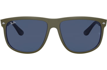 Image of Ray-Ban RB4147 Standard Sunglasses, Dark Blue Lenses, Matte Green On Blue, 56, RB4147-657080-56