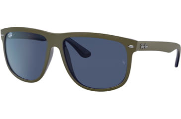 Image of Ray-Ban RB4147 Standard Sunglasses, Dark Blue Lenses, Matte Green On Blue, 56, RB4147-657080-56