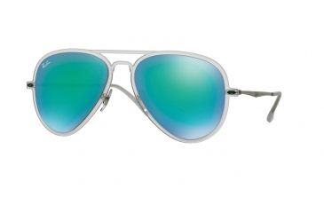 Image of Ray-Ban RB4211 Sunglasses 646/3R-56 - Matte Trasparent Frame, Green Mirror Lenses