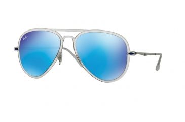 Image of Ray-Ban RB4211 Sunglasses 646/55-56 - Matte Trasparent Frame, Green Mirror Blue Lenses