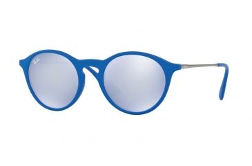 Image of Ray-Ban RB4243 Sunglasses 62631U-49 - Rubber Blue Frame, Blue Light Flash Grey Lenses