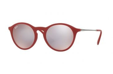 Image of Ray-Ban RB4243 Sunglasses 6264B5-49 - Rubber Bordo' Frame, Bordo' Light Flash Grey Lenses