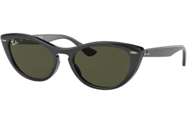 Image of Ray-Ban RB4314N Sunglasses 601/31-54 - Womens, Black Frame, Green Lenses