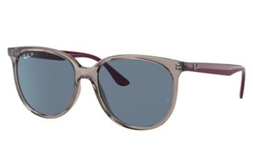 Image of Ray-Ban RB4378 Sunglasses - Women's, Transparent Grey Frame, Dark Blue Lens, Polarized, 54, RB4378-65722V-54