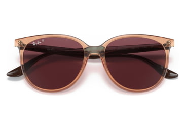 Image of Ray-Ban RB4378F Sunglasses, Transparent Brown Frame, Purple, Polarized, Asian Fit, 54, RB4378F-66025Q-54