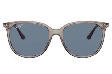 Image of Ray-Ban RB4378F Sunglasses, Transparent Grey Frame, Dark Blue Lens, Polarized, Asian Fit, 54, RB4378F-65722V-54