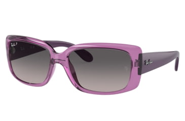 Image of Ray-Ban RB4389 Sunglasses - Womens, Transparent Violet Frame, Grey Gradient Polarized Lens, 55, RB4389-6443M3-55