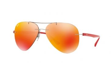Image of Ray-Ban RB8058 Sunglasses 159/6Q-59 - Shiny Grey Frame, Orange Flash Lenses