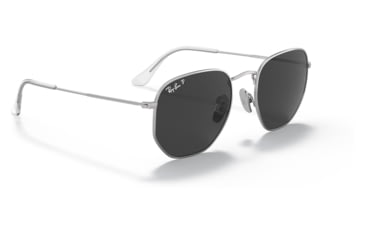 Image of Ray-Ban RB8148 Hexagonal Sunglasses, Silver Frame, Black Lens, Polarized, 51, RB8148-920948-51