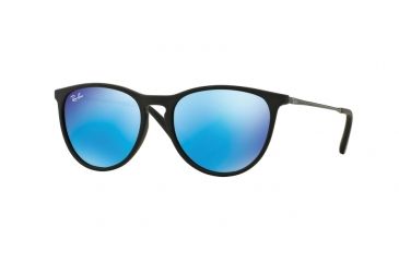 Image of Ray-Ban RJ9060S Sunglasses 700555-50 - Rubber Black Frame, Light Green Mirror Blue Lenses