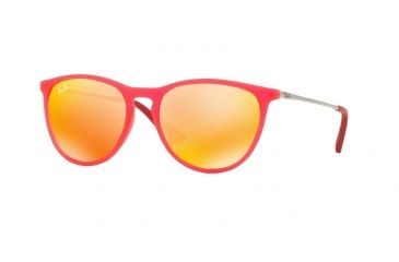 Image of Ray-Ban RJ9060S Sunglasses 70096Q-50 - Fuxia Fluo Trasp Rubber Frame, Brown Mirror Orange Lenses