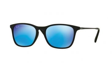 Image of Ray-Ban RJ9061S Sunglasses 700555-49 - Rubber Black Frame, Light Green Mirror Blue Lenses