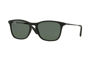 Image of Ray-Ban RJ9061S Sunglasses 700571-49 - Rubber Black Frame, Green Lenses