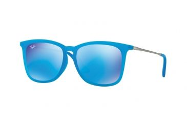 Image of Ray-Ban RJ9063SF Sunglasses 701155-51 - Azure Fluo Trasp Rubber Frame, Light Green Mirror Blue Lenses
