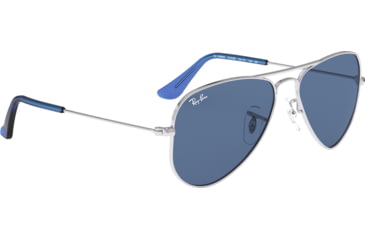 Image of Ray-Ban RJ9506S Aviator Sunglasses - Kid's, Silver, Dark Blue, 50, RJ9506S-212-80-50