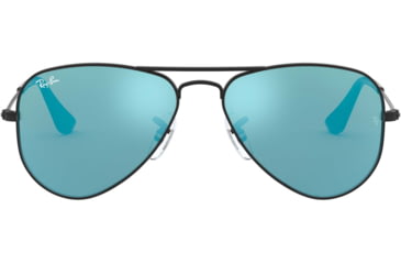 Image of Ray-Ban RJ9506S Junior Aviator Sunglasses - Kid's, Matte Black Frame, Blue Mirror Lenses, 201/55-50