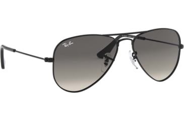 Image of Ray-Ban RJ9506S Junior Aviator Sunglasses - Kid's, Shiny Black Frame, Light Grey Gradient Dark Grey Lenses, 220/11-50