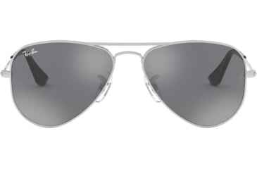 Image of Ray-Ban RJ9506S Junior Aviator Sunglasses - Kid's, Shiny Silver Frame, Grey Silver Mirror Lenses, 212/6G-52