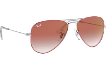 Image of Ray-Ban RJ9506S Junior Aviator Sunglasses - Kid's, Silver On Top Red Frame, Red Mirror Red Lenses, 274/V0-50