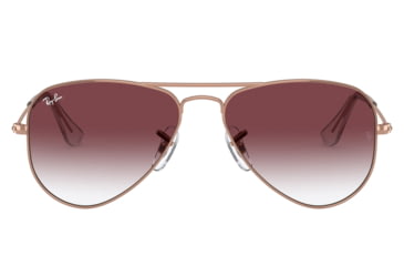 Image of Ray-Ban RJ9506S Junior Aviator Sunglasses - Kids, Rose Gold Frame, Clear Gradient Dark Violet Lens, 50, RJ9506S-291-8H-50