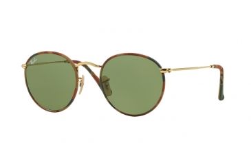 Image of Ray-Ban ROUND METAL M RB3447JM Sunglasses 168/4E-50 - Camouflage Brown/Green Frame, Green Lenses