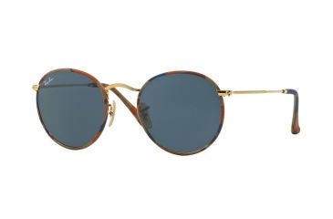 Image of Ray-Ban ROUND METAL M RB3447JM Sunglasses 170/R5-50 - Camouflage Brown/Blue Frame, Grey Lenses